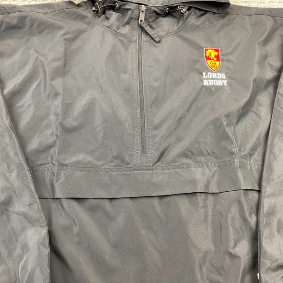 Champion Windbreaker Jacket Men 2XL Black Lords Rugby Hoodie 1/4 Zip Lightweight - Picture 3 of 16